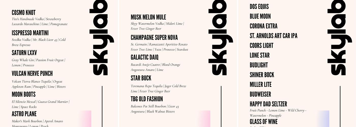 SkyLab Social Menu