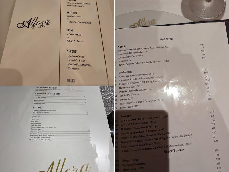 Allora Fifth Ave Menu