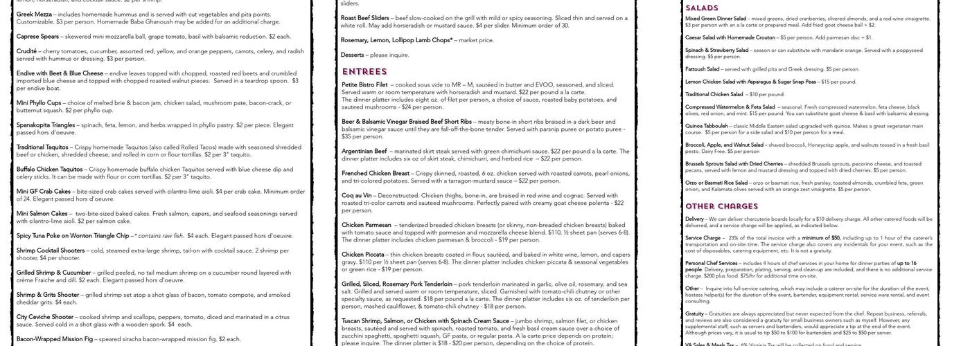 Silver Chef dba Traveling Meat & More Menu