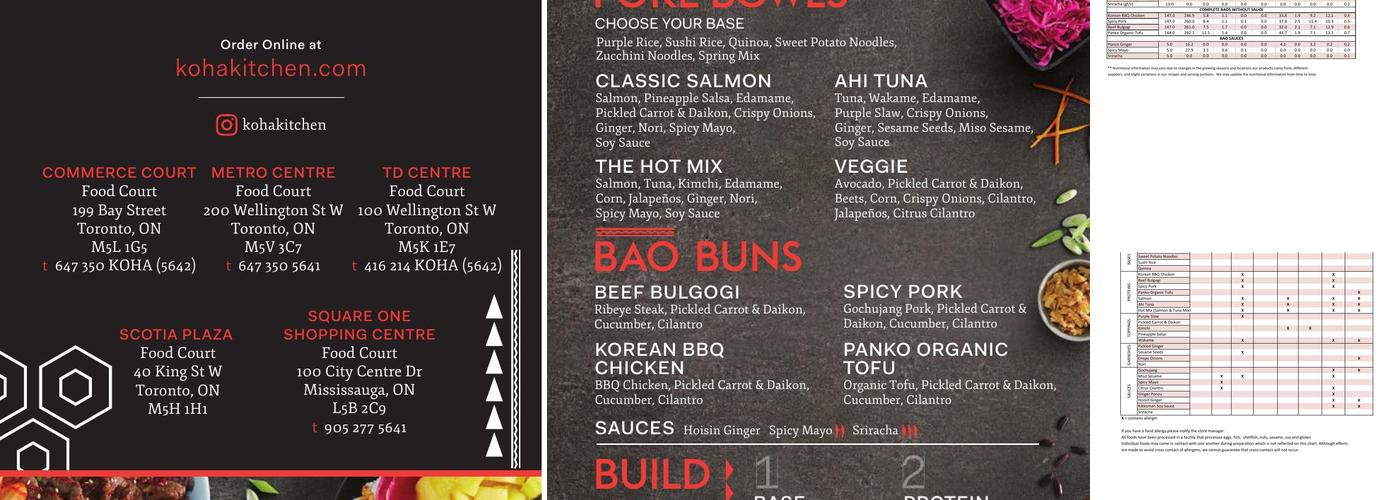 Koha Pacific Kitchen Menu