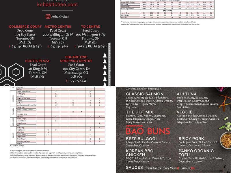 Koha Pacific Kitchen Menu