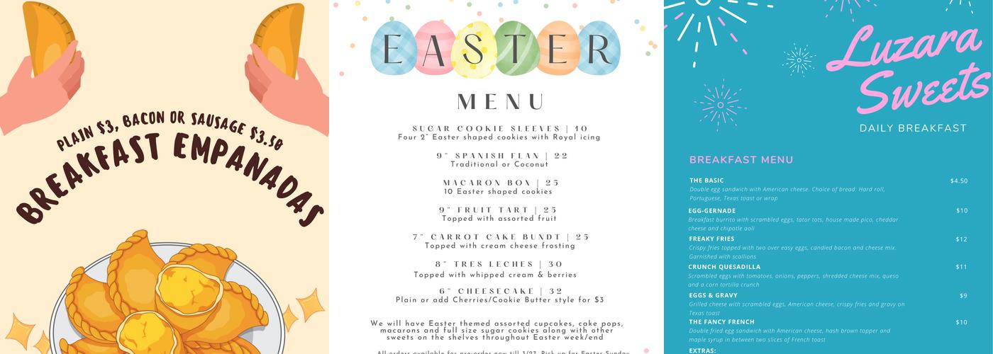 Luzara Sweets Menu