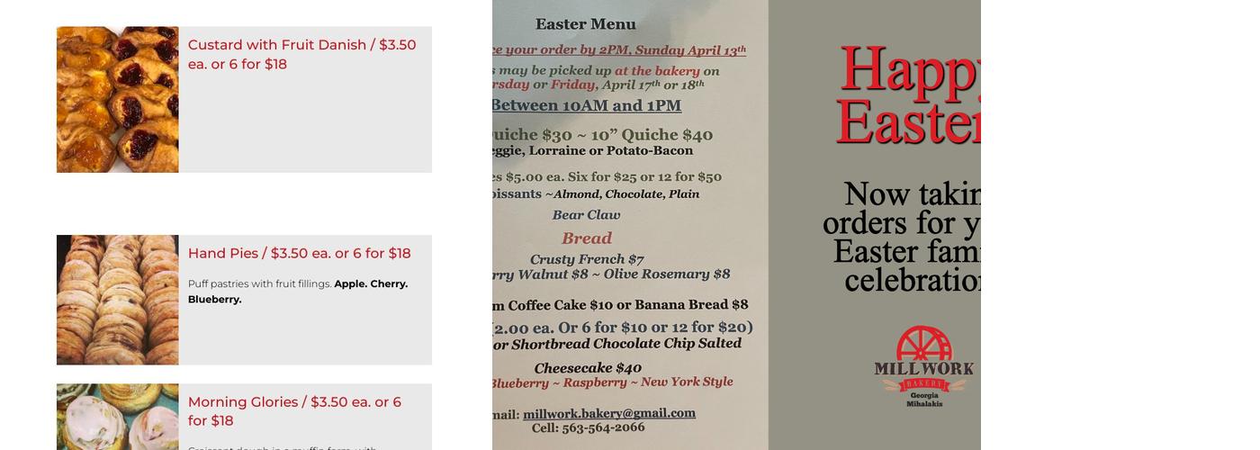 Millwork Bakery Menu