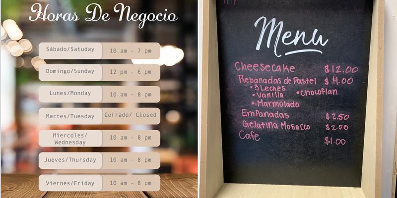 Pasteleria La Chica Menu