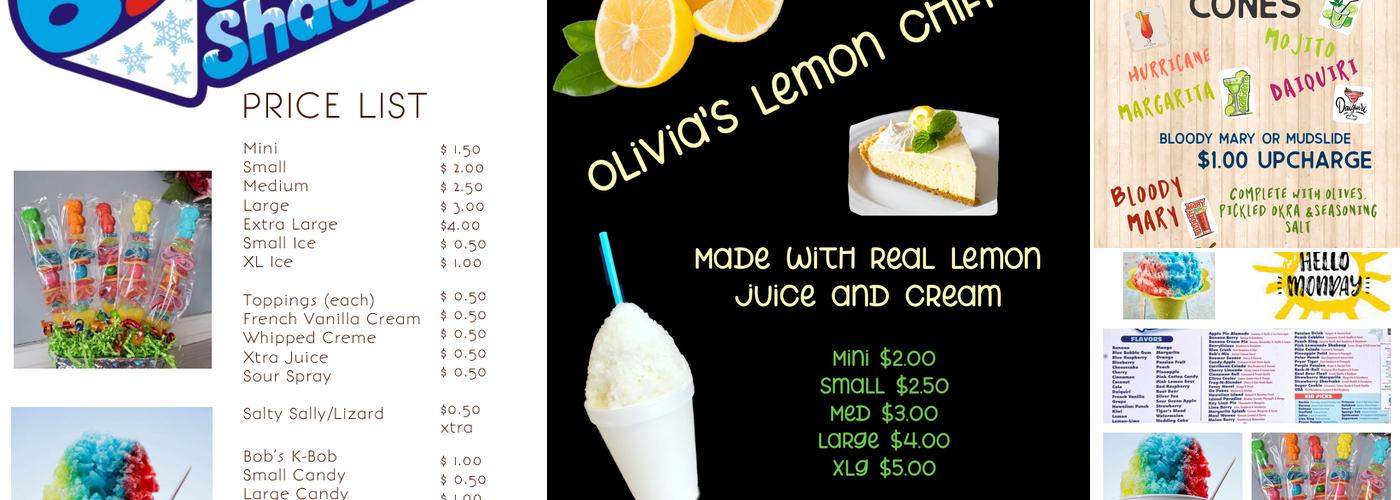 Bob’s Sno Shack Menu