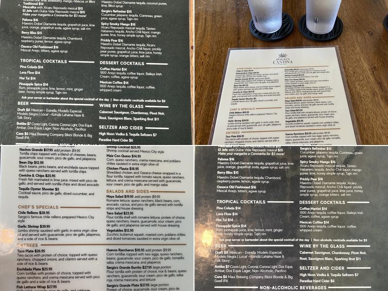 Sergio's Cantina Menu