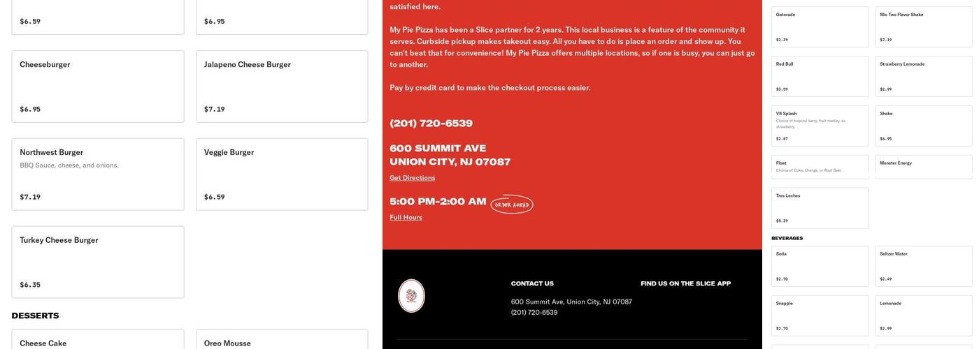 My Pie Pizza Menu