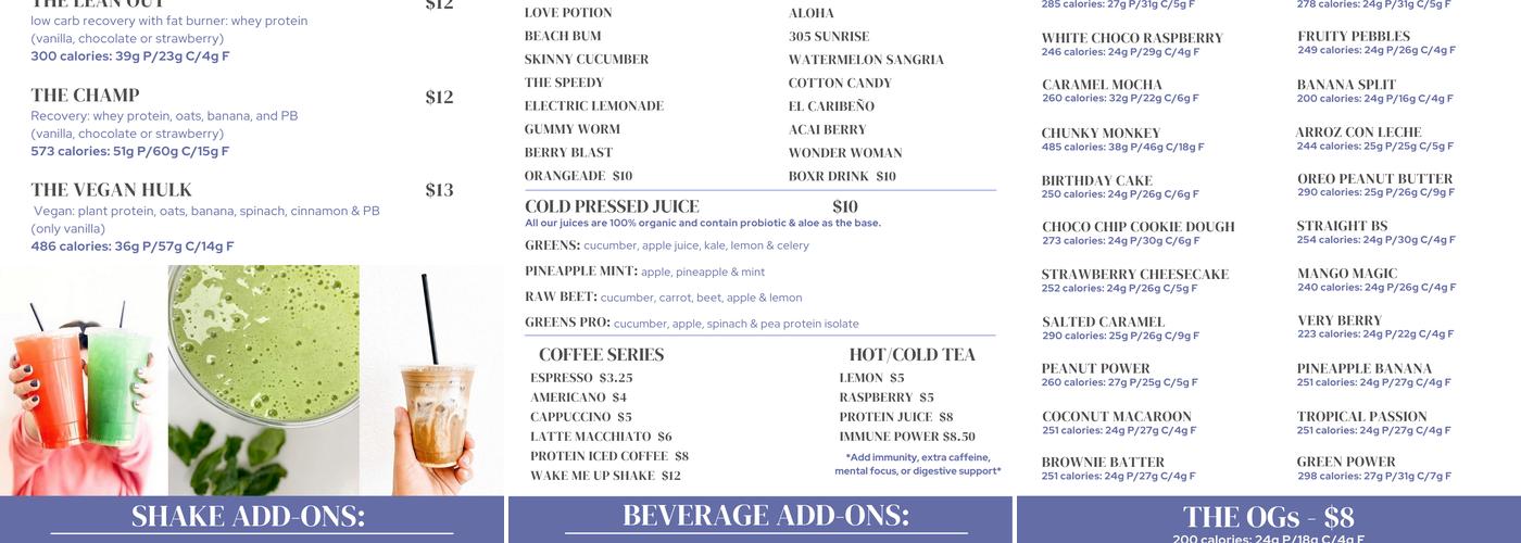 Blends Nutrition Menu