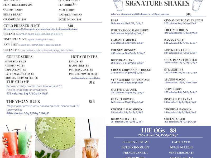 Blends Nutrition Menu