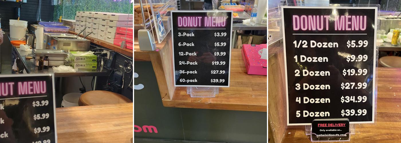 The Mini Donut Company Menu