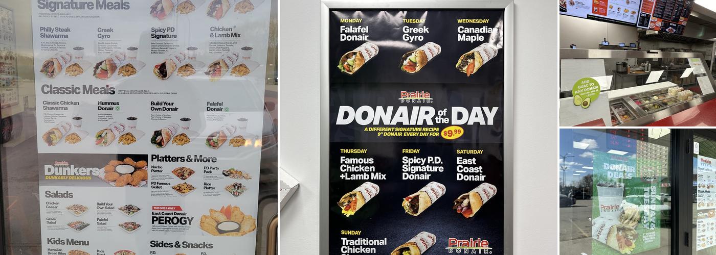 Prairie Donair Dominion Center Menu
