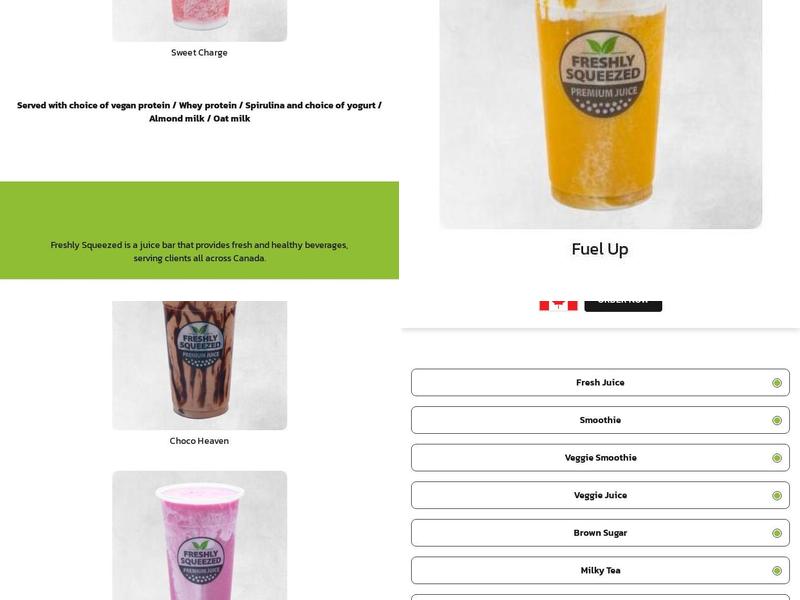 Freshly squeezed Menu