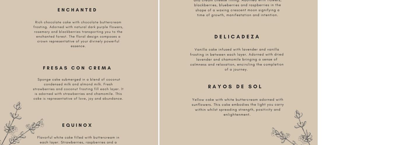 Pasteliux Bakery Menu