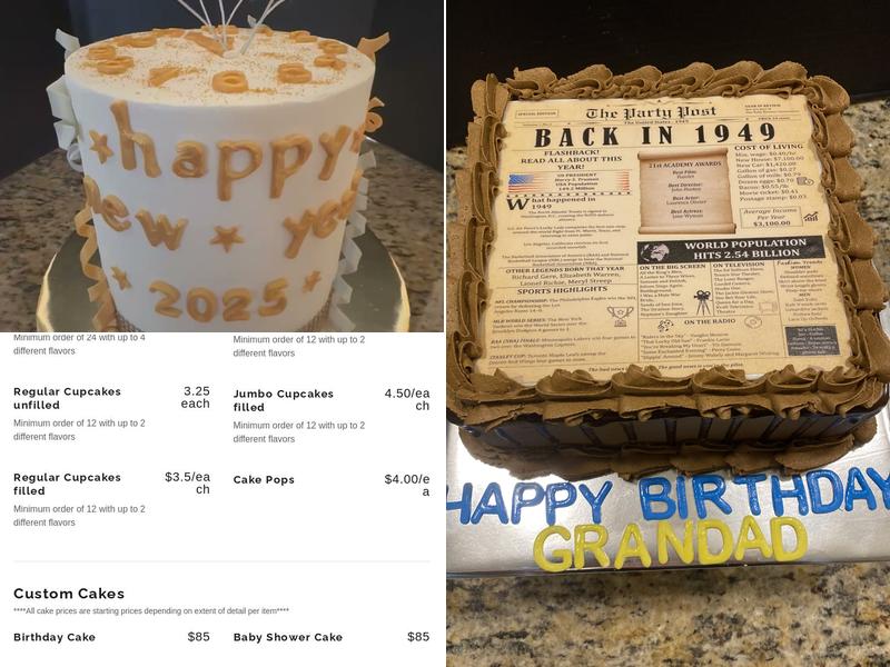 Charmed Cakes Menu