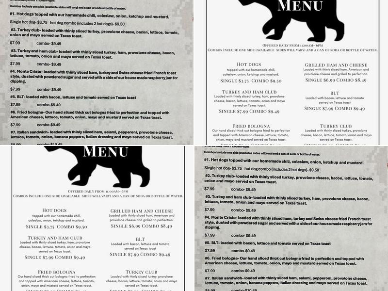 Black Bear Bakery Menu