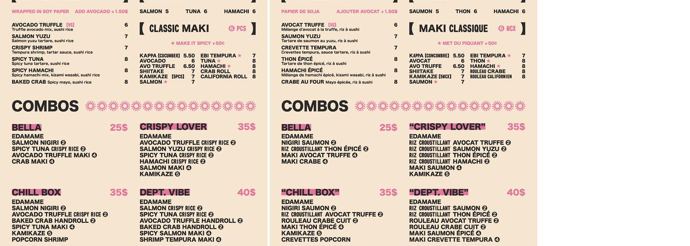 Sushi Dept Menu