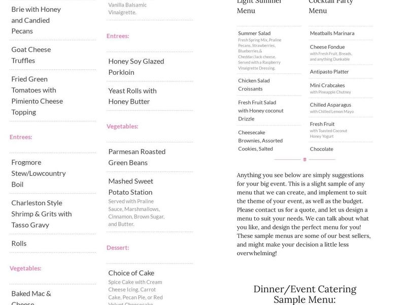 Buttercream Cakes & Catering Menu