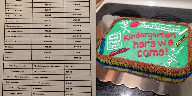 Carson' Custom Creative Cakes Menu