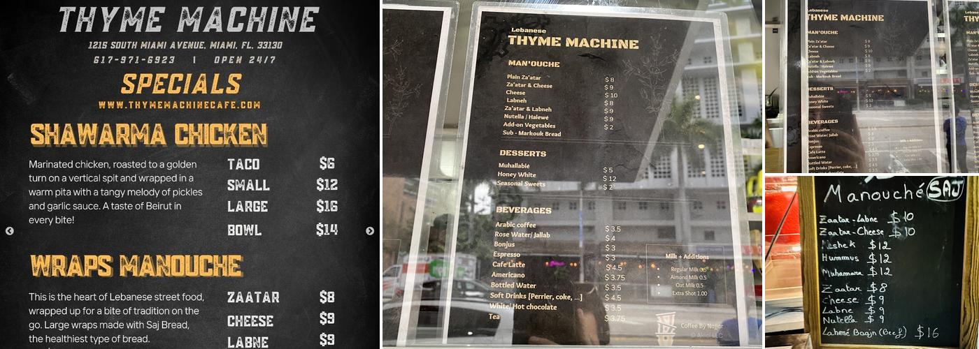 Thyme Machine Cafe Menu