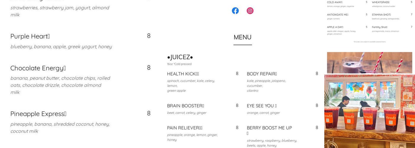 Blendz Cafe Menu