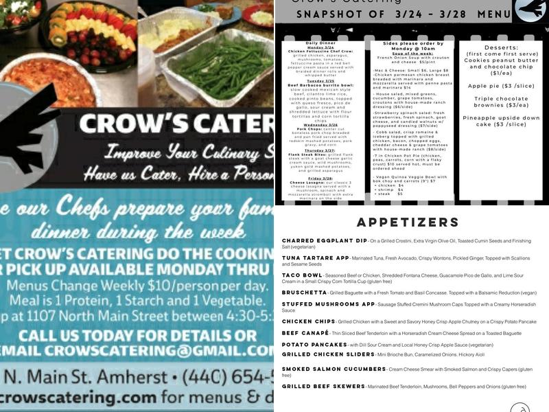 Crow's Catering Menu