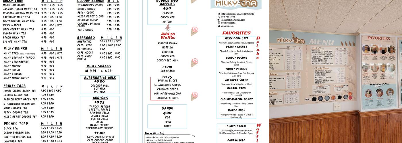 Milky-Cha Menu