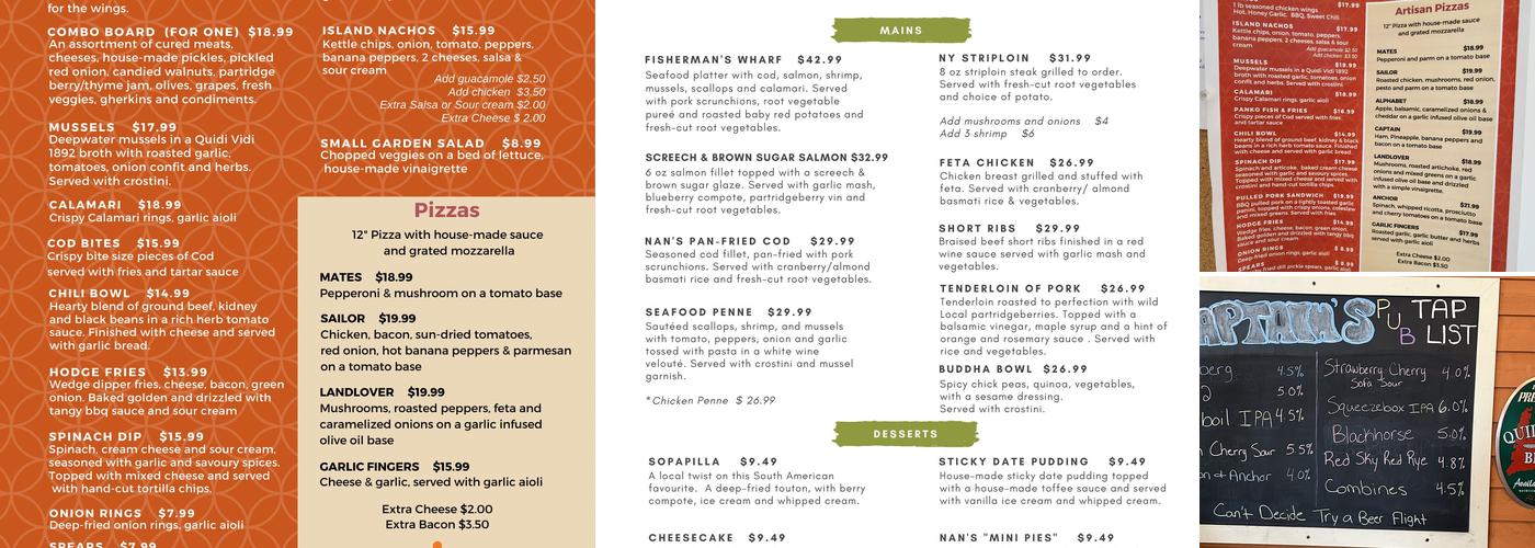 Captain's Pub Menu