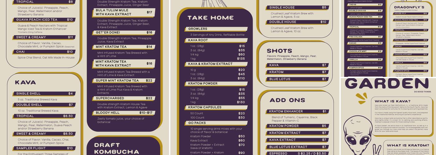 Kava Garden Sunset Harbour Menu