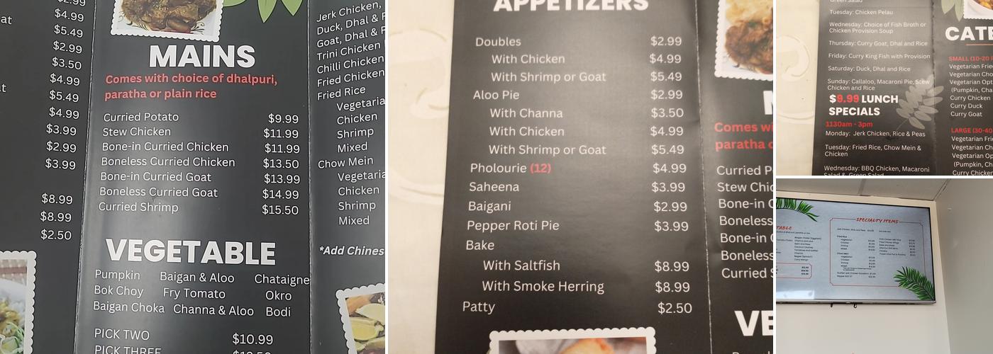 JJ's Roti Delight Menu