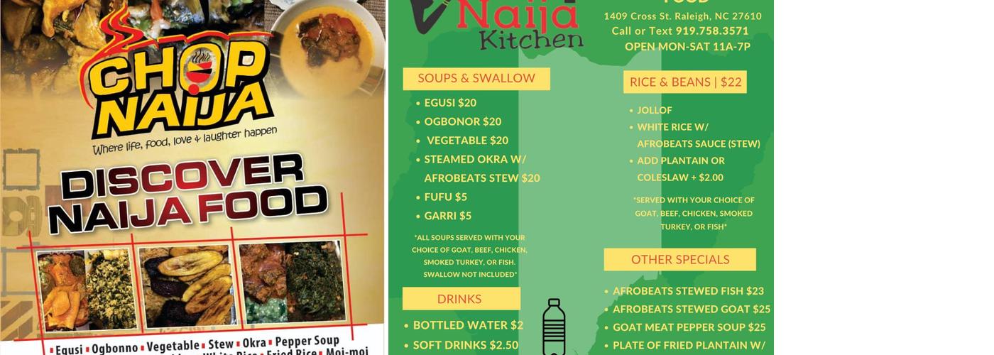 Chop Naija Mobile Kitchen & Catering Menu