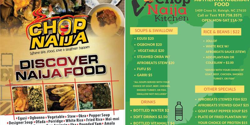 Chop Naija Mobile Kitchen & Catering Menu