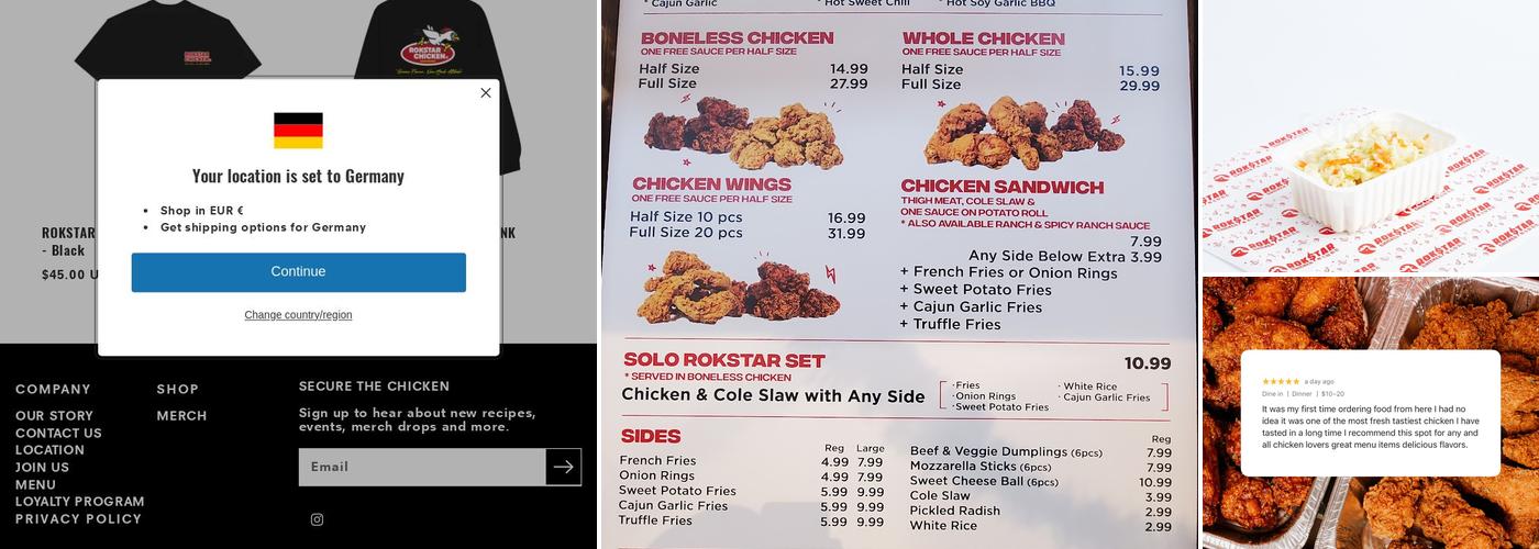 Rokstar Chicken Harlem Menu