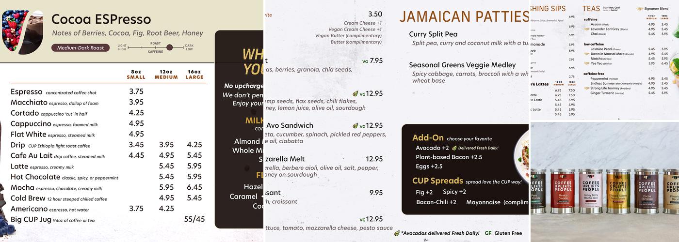 Coffee Uplifts People - CUP Bed-Stuy Menu