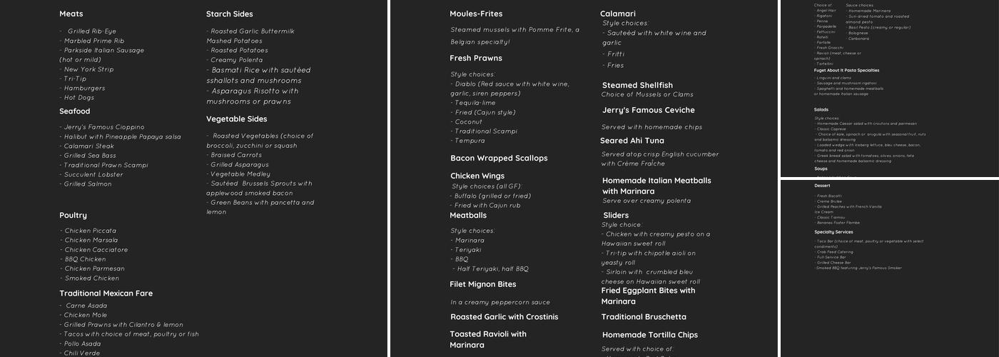 Fuget About It Catering Menu