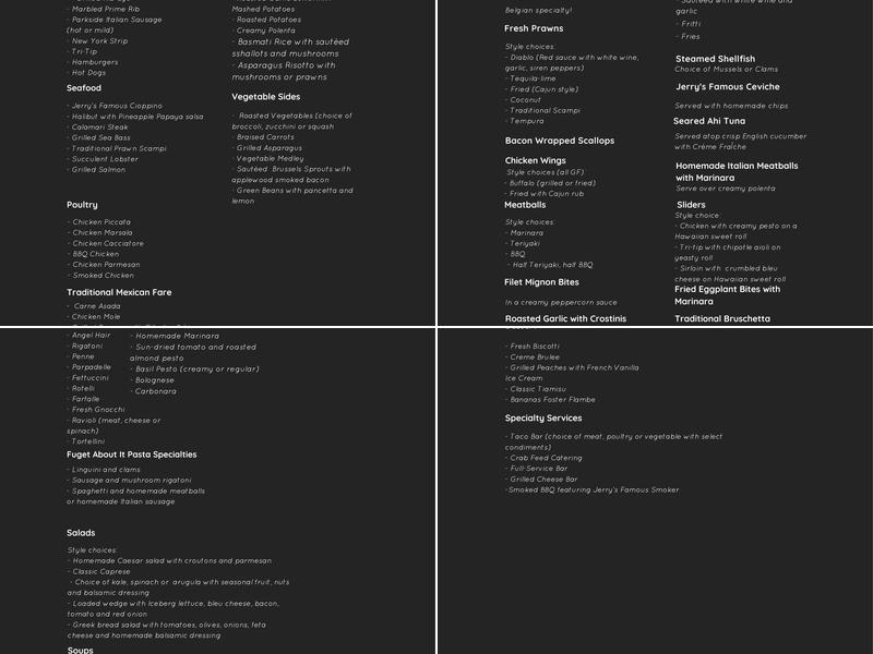 Fuget About It Catering Menu