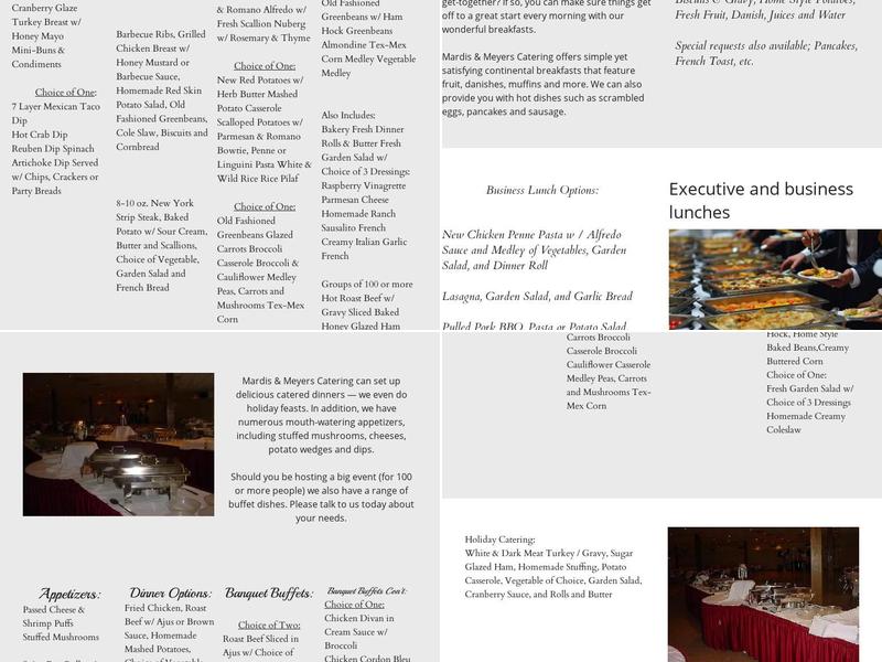 Mardis & Meyers Catering Menu