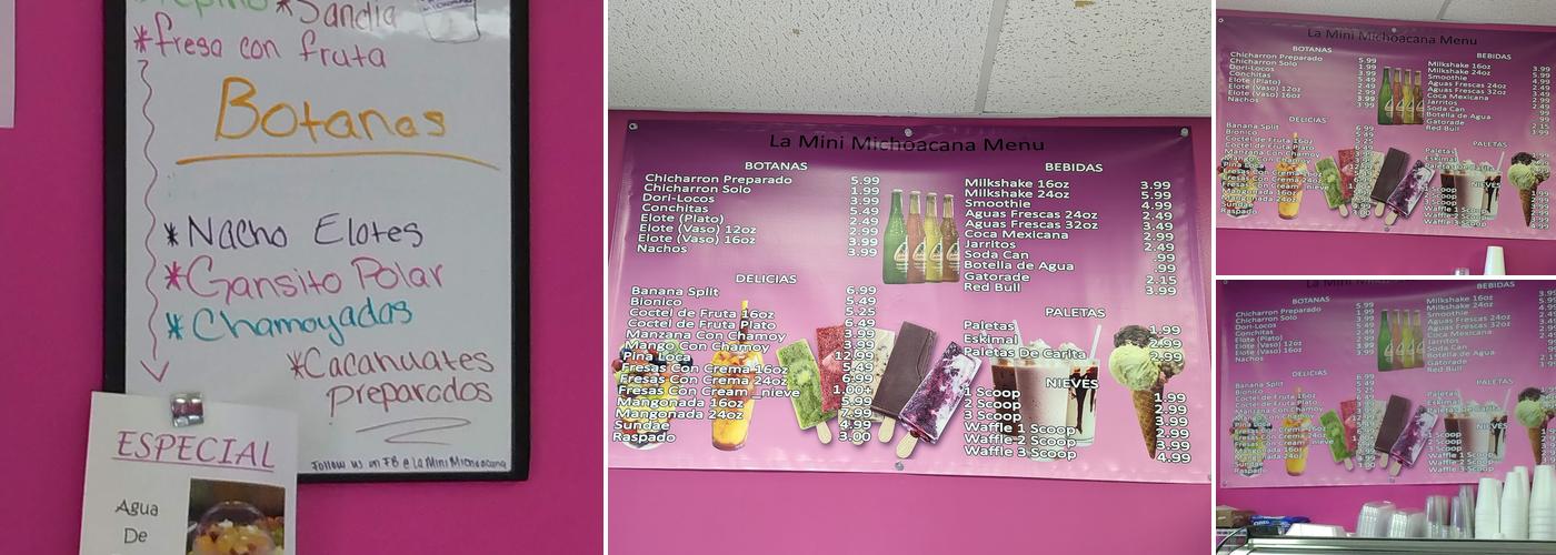 La Mini Michoacana Paleteria & Neveria Menu