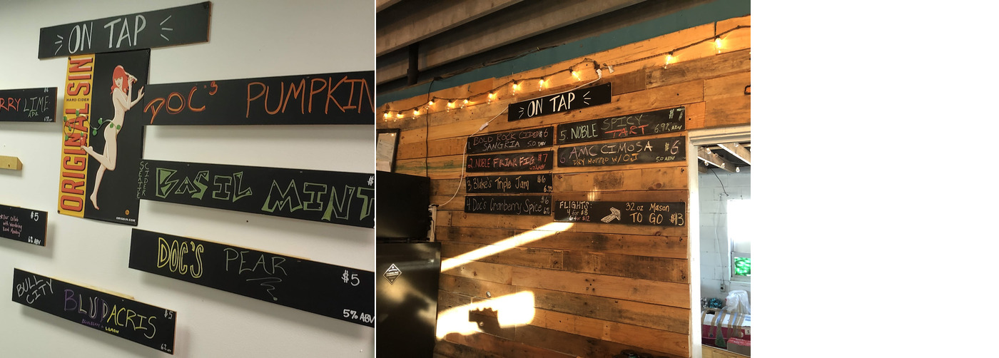 Distinct Cider Room Menu