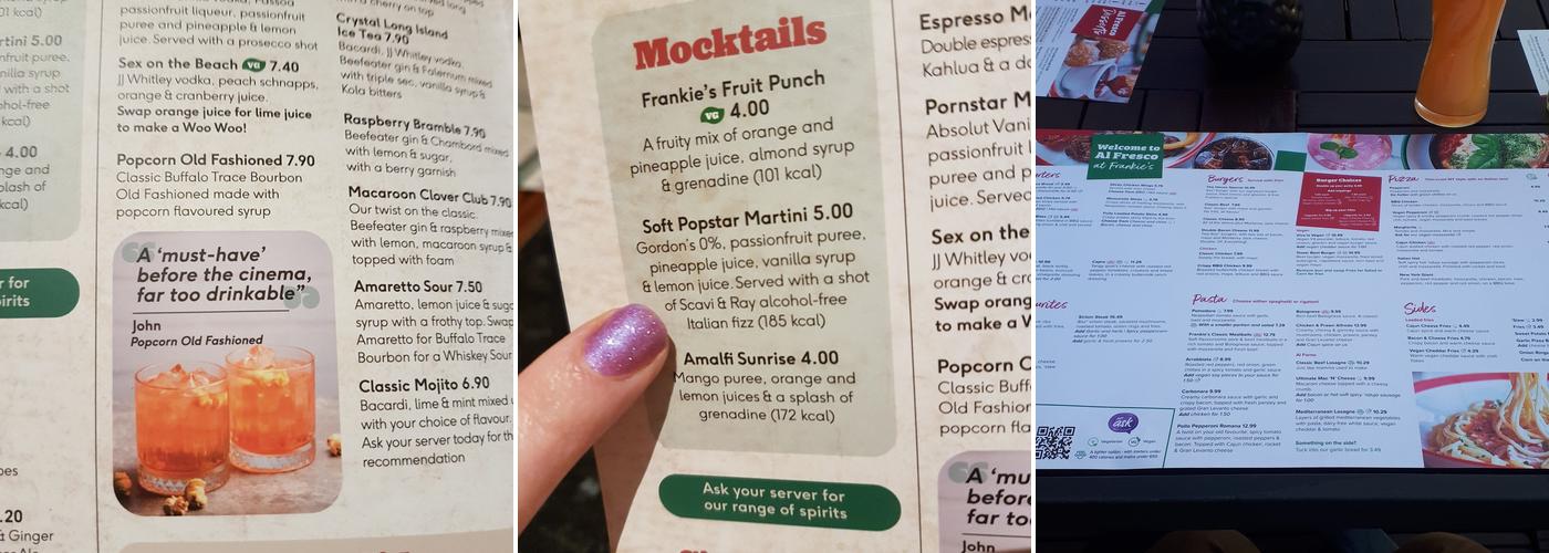 Frankie & Benny's Menu