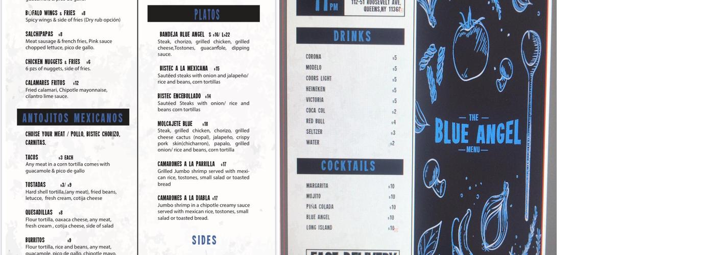 Blue Angel Menu