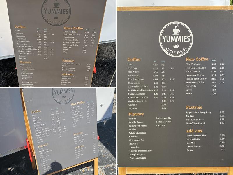 Yummies Coffee Menu