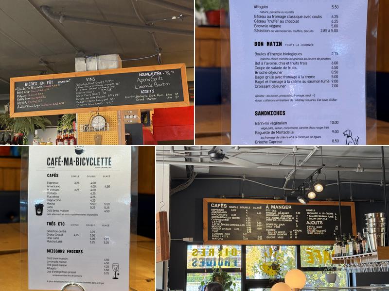 Café Ma Bicyclette Menu