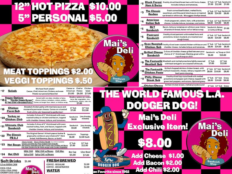 Mai's Deli Sandwich Shop Menu