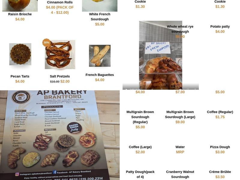 AP Bakery Menu