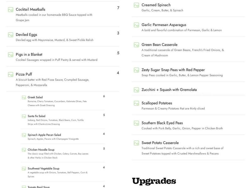 Communal Table Catering Menu