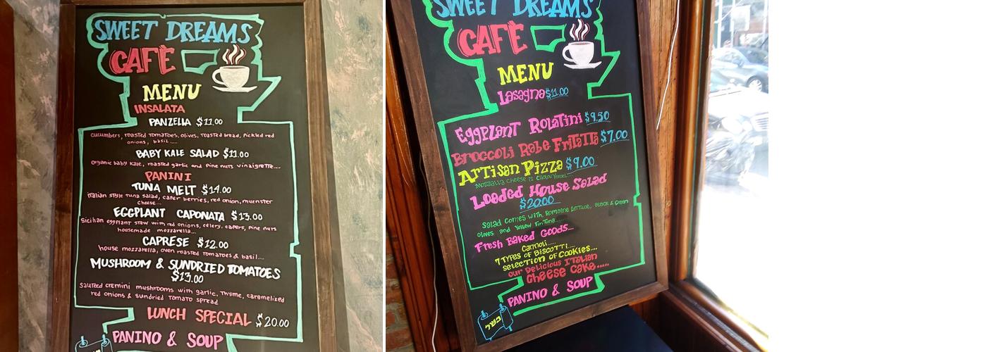 Sweet Dreams Café Menu