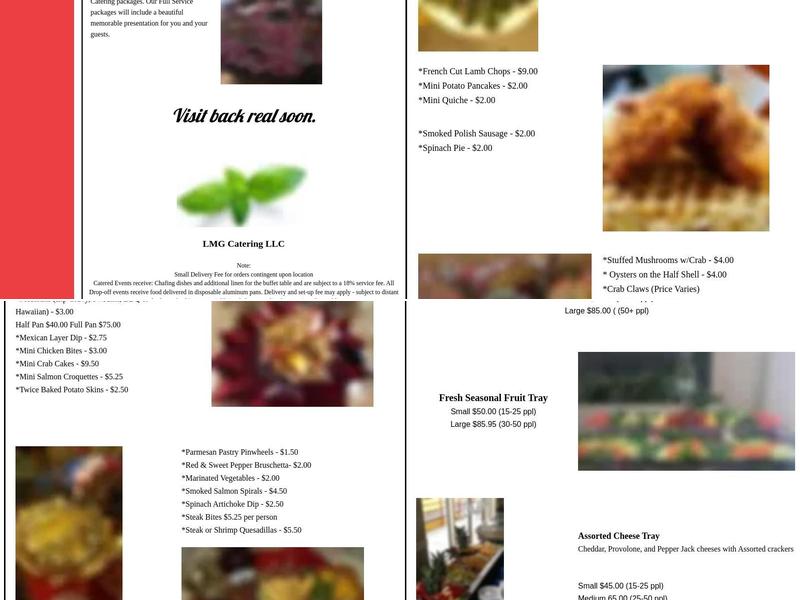 Last Minute Gourmet Catering Menu