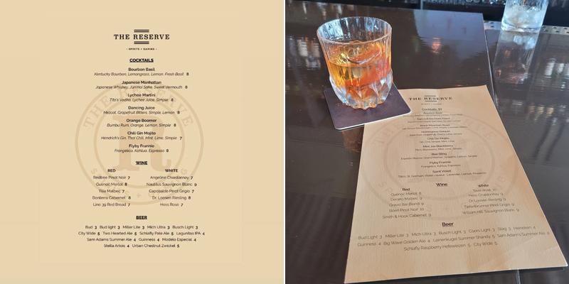 The Reserve - Spirits & Gaming: Belleville Menu