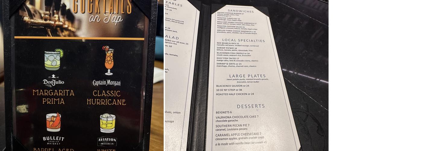 55 Fahrenheit Menu