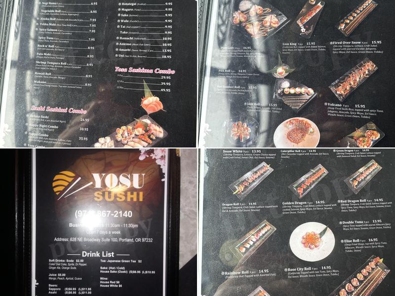 Yosu Sushi Menu